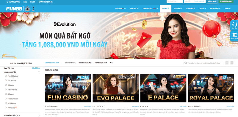Fun88 Casino Online - Una experiencia de juego moderna y atractiva